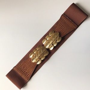 BCBG gold leaves waist belt (stretchy)